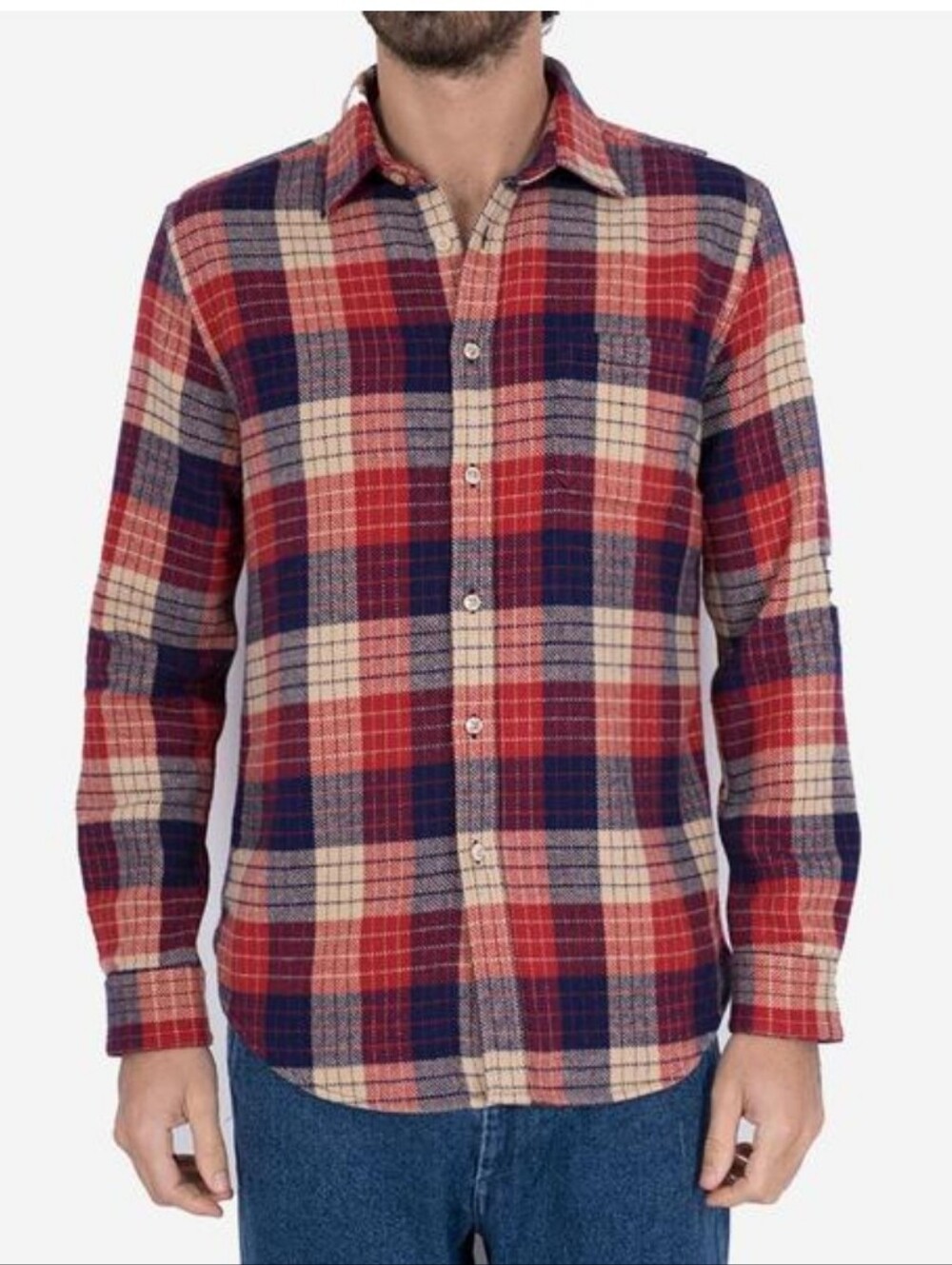 Portuguese Flannel Village Check Flannel Shirt Size Med